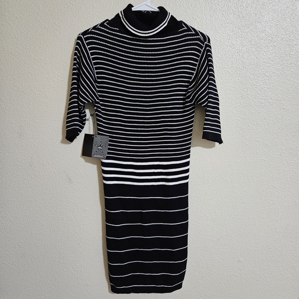 Area Stars Striped Black and White Sweater Dress - Picture 2 of 9
